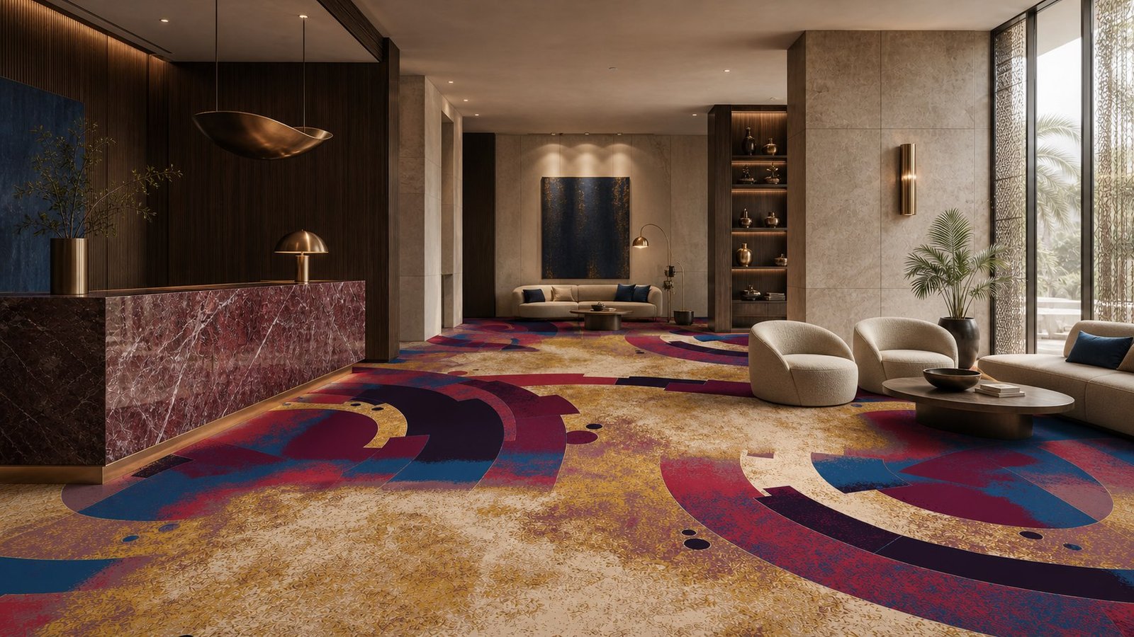 Pomegranate Vault commercial carpet design direction